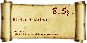 Birta Szabina névjegykártya